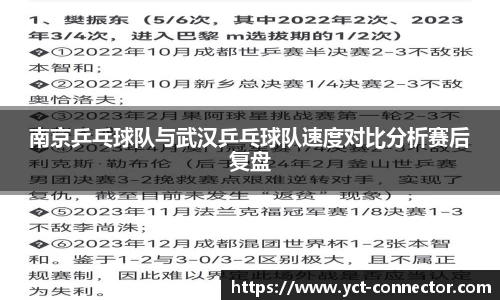 南京乒乓球队与武汉乒乓球队速度对比分析赛后复盘